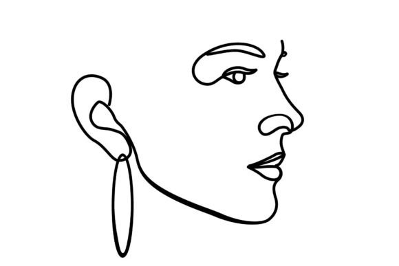 Download Woman Face Hoop Earring One Line SVG - One line svg Collection