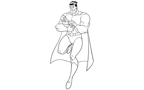 Download Super Dad with Baby Line Art - Baby line art Collection