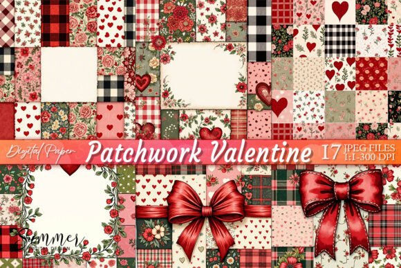 Download Rustic Valentine Patchwork Digital Paper - Premium Resources