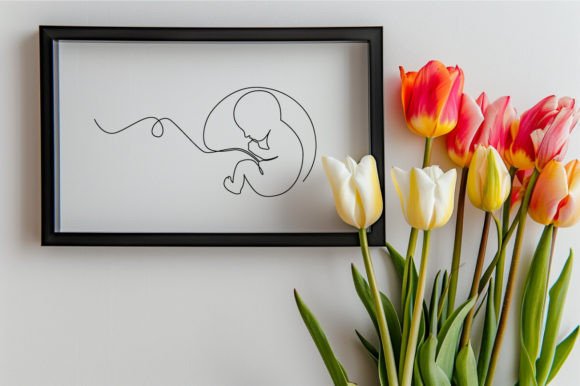 Download One Line Drawing Baby in Womb Vector - Drawing Collection