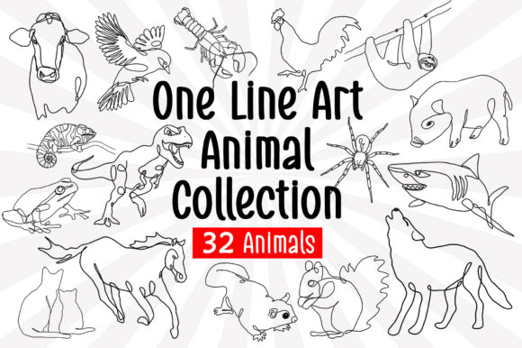 Download One Line Art Animal Drawings 32 Animals - Drawing Collection