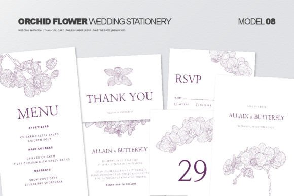 Download Wedding Stationery with Orchid Flower - Wedding stationery Collection